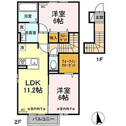 ルミエール常磐城 2LDKの間取図画像