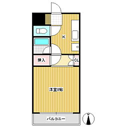 スウィートフレンド 1Kの間取図画像