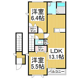 マーククォーレB 2LDKの間取図画像
