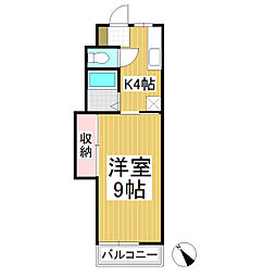 シェモワ国分A 1Kの間取図画像