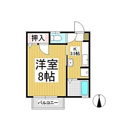 フレグランスビビッド 1Kの間取図画像