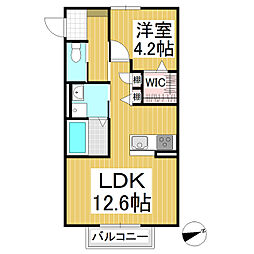 ウィズハイム上田 1LDKの間取図画像