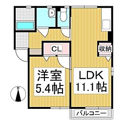 アドヴァンス大屋B 1LDKの間取図画像