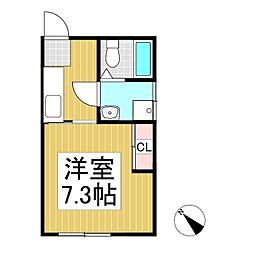 アバンセ上田寮 1Kの間取図画像