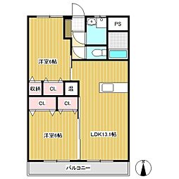 ルパレブリヤンヴィヨレ 2LDKの間取図画像