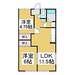 エコールハイツ 2LDKの間取図画像