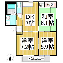 プレシアスコートC 3DKの間取図画像
