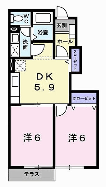 サンセール・N ｜兵庫県加古川市尾上町長田(賃貸アパート2K・1階・42.77㎡)の写真 その3