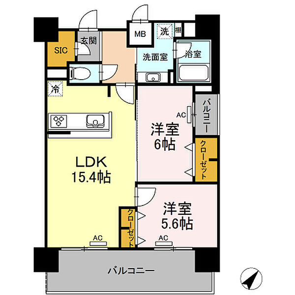 ALOFTII 101｜広島県福山市春日町6丁目(賃貸マンション2LDK・2階・63.58㎡)の写真 その2