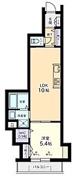シャイン調布 1LDKの間取図画像
