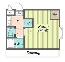 エル・サヴァール 1Kの間取図画像