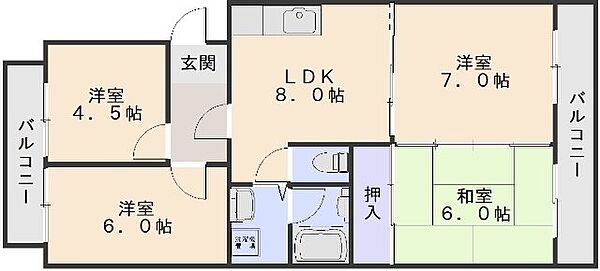 幸本マンション ｜広島県広島市安佐南区長束３丁目(賃貸マンション4LDK・1階・65.00㎡)の写真 その2