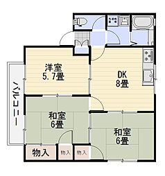 メゾン山田B 3DKの間取図画像