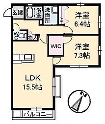 シャーメゾン1 2LDKの間取図画像