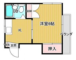 セプト平原 1Kの間取図画像