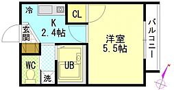 アクト21 1Kの間取図画像