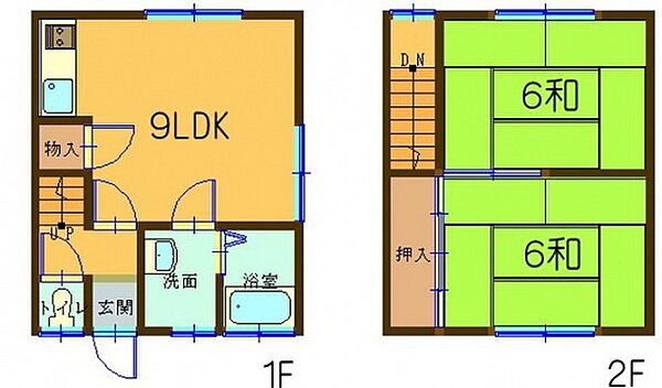 岩本アパート ｜広島県広島市東区温品6丁目(賃貸タウンハウス2LDK・1階・47.19㎡)の写真 その2