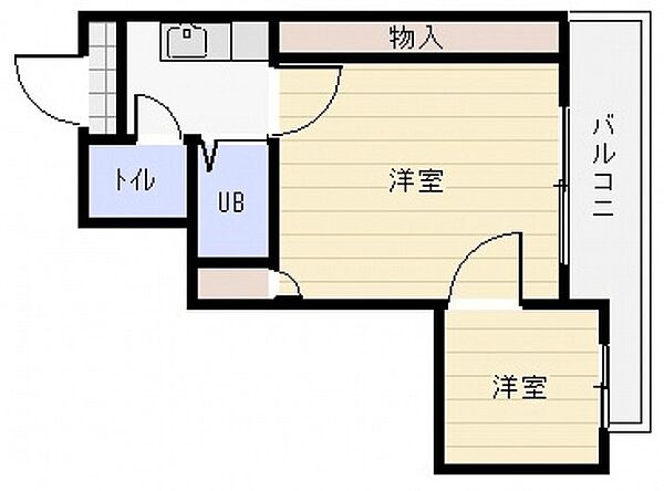 コマツエステート5 ｜広島県広島市中区舟入本町(賃貸マンション2K・7階・26.74㎡)の写真 その2