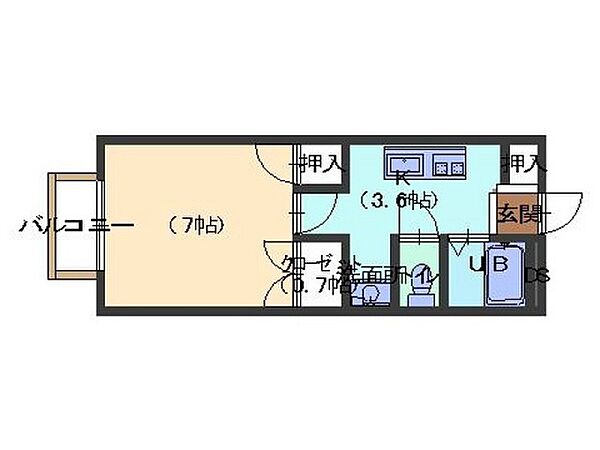 シャンマルク ｜広島県広島市佐伯区五日市中央1丁目(賃貸アパート1K・2階・25.98㎡)の写真 その2