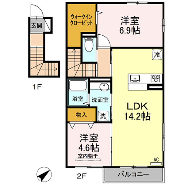 ヴィラつぼい ｜広島県広島市佐伯区坪井1丁目(賃貸アパート2LDK・2階・64.46㎡)の写真 その2