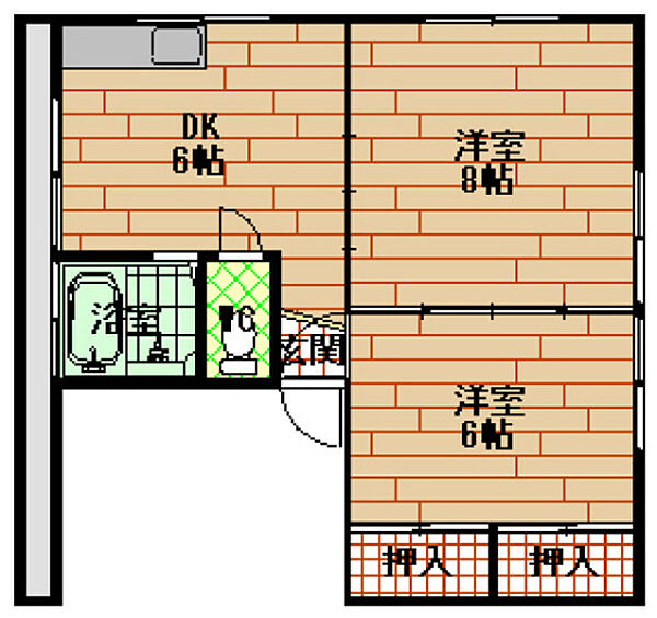 板坂ビル ｜広島県広島市東区二葉の里1丁目(賃貸マンション2DK・3階・42.00㎡)の写真 その2