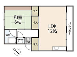 山下ビル 1LDKの間取図画像