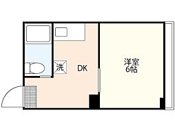 レジデンス西十日市 1DKの間取図画像