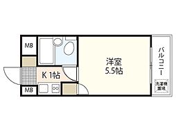 スタープラザ三筋 4階1Kの間取り