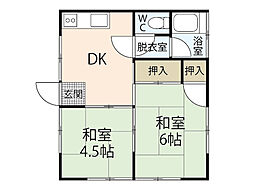旭アパート 2Kの間取図画像