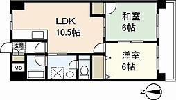 グラディール堺町 5階2LDKの間取り