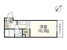 ＣＯＬＬＩＮＡ扇園 3階ワンルームの間取り