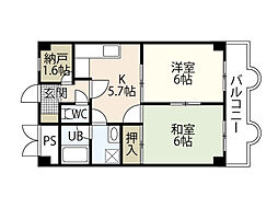 セントラルリバー祇園 6階2SKの間取り