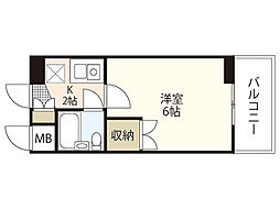 ミントビル 6階1Kの間取り