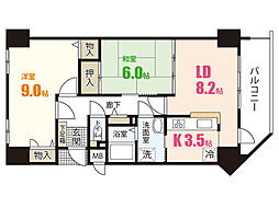 サーパスタウン大町 1階2LDKの間取り