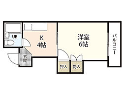 レグルス己斐本町 3階1Kの間取り
