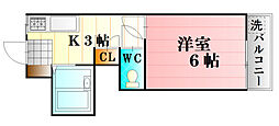 コーポ木村A 1Kの間取図画像