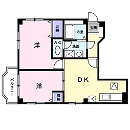 メゾンアヴニール 1階2DKの間取り