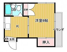 セプト平原 1Kの間取図画像