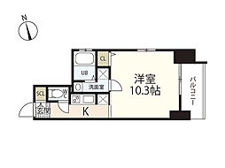 BPRレジデンス国泰寺(旧S-RESIDENCE国泰寺町二丁 6階1Kの間取り