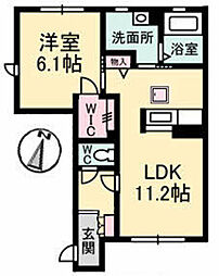 ジャンティーユ 1階1LDKの間取り