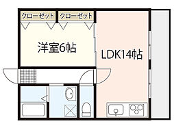 和田マンション 1LDKの間取図画像