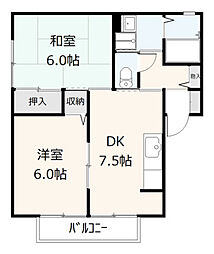 セジュール隅田 2DKの間取図画像