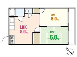 真宅コーポ 2LDKの間取図画像