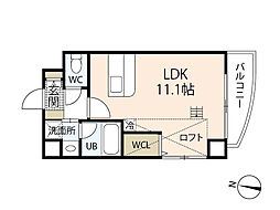 グランドポレストーネ竹屋 ワンルームの間取図画像