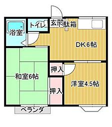 グランデュール長門 2DKの間取図画像