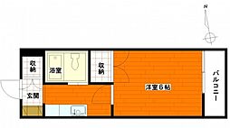 シャルム広本 1Kの間取図画像