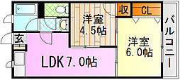 高岡マンション 2Kの間取図画像