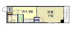 久保ビル 1Kの間取図画像