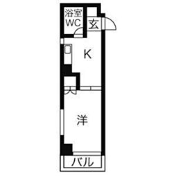 アクティブパレス比治山通り 1Kの間取図画像