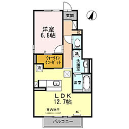 シャンテピエール 1LDKの間取図画像